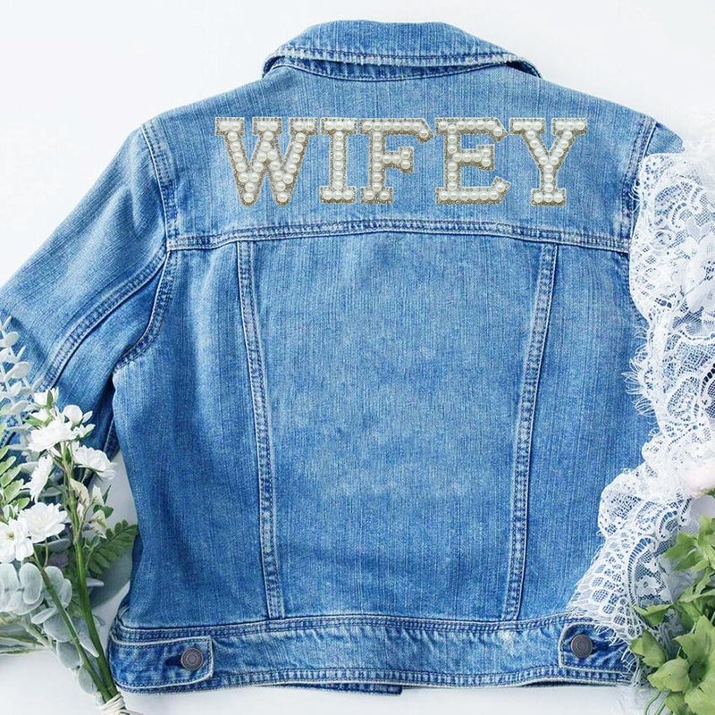 SOYCEV 2PCS White Pearl Iron on Letter Patches Rhinestone Letter Patches Sequin Letter Patches Sparkly Letter Patches for Backpacks Clothing (M) - Image 2